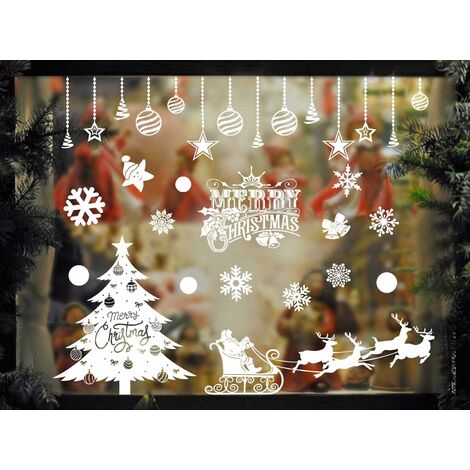 80pcs Reusable Christmas Window Snowflake Stickers Clings Decal Decorations  UK