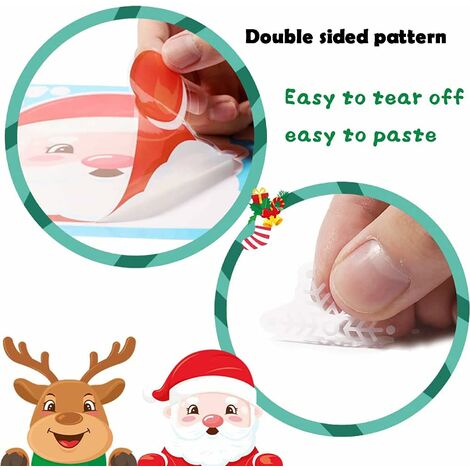 Large Kids Christmas Window Stickers Double-faced Xmas Santa