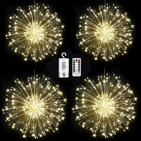 4 Pack 200 LED Firework Lights,Dimmable String Fairy Lights with Remote  Control,Waterproof Decorative Hanging Starburst Lights for Christmas, Home,  Patio, Indoor Outdoor Decoration(200 LED)