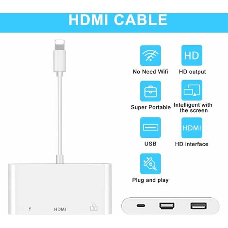 Lightning To HDMI Adapter TV 1080P HD Digital AV adapter Converter for  iPhone iPad to TV Same Screen for Lightning HDMI Cable