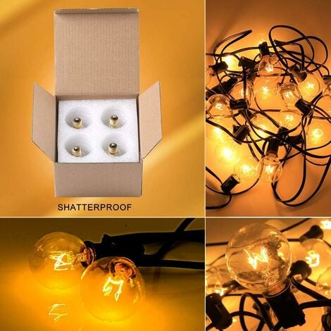 String Lights, String Lights Connectable to 25 G40 Bulbs 7.62M Waterproof  String of Lights Outdoor