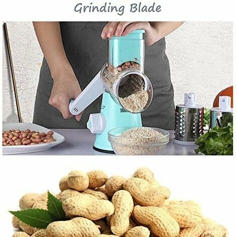 Manual Grater Vegetable Cheese Nut Slicer Food Sherender w/ 5 Drum Blades 