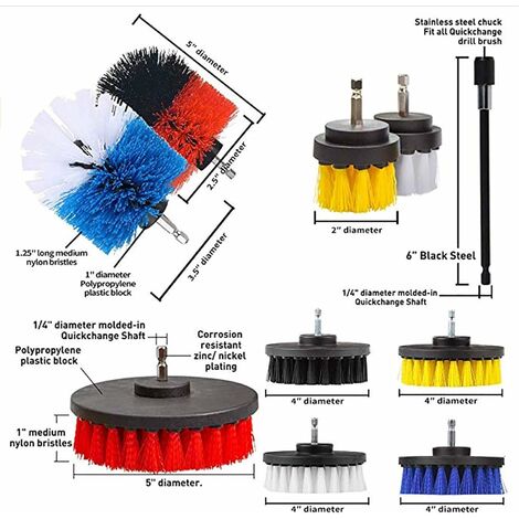 Power Scrubbers, Cleaning Drill Brushes, Extended Long Attachment