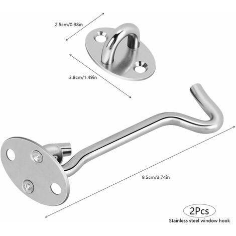 Generic Hook and Eye Latch, 2Pack 4 inch Heavy Duty Solid Stainless Steel Cabin Hooks for Barn Doors, Bathrooms, Doors and Windows, To, White