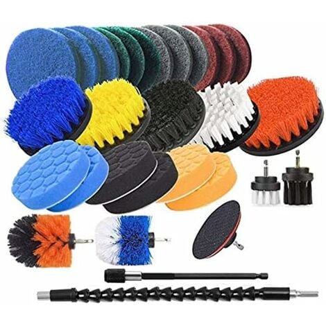 Drill Brush Attachment Set, Scrub Brush Power Scrubber Drill Brush Kit(11  Pieces), Scouring Pad All Purpose Cleaning Kit for Bathroom, Toilet, Grout