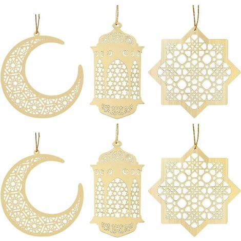 Cheap 8 Styles DIY Wooden Ramadan Decorations Moon LED Candle Lamp