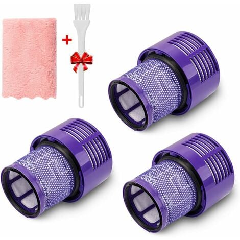 3 Pack Filters & 1 Brush Replacement V10 for Dyson Cyclone Series, Absolute  Animal Total Clean, SV12, 969082-01