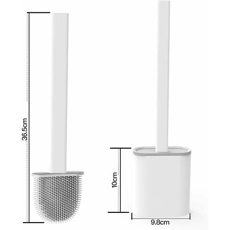 Silicone Toilet Brush With Holder - 36.5cm Deep Cleaner Toilet