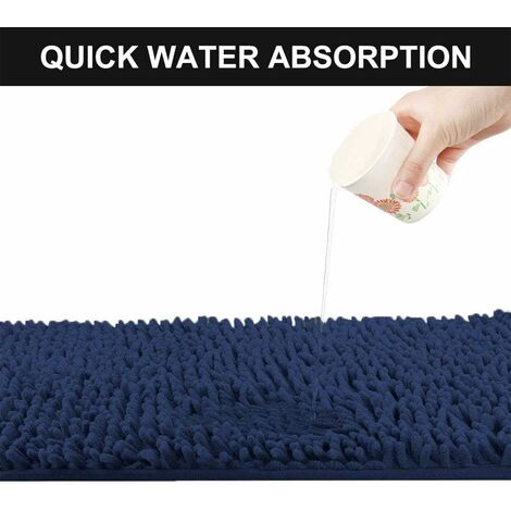 Bathroom Runner Rug Extra Long Chenille Area Rug Non-Slip Blue Bathroom Rug  Shag Shower Mat Kitchen Rugs (59 x 20 inches, Duck Eggshell Blue) 