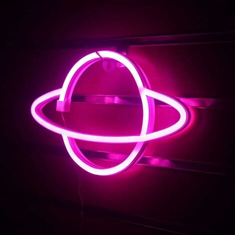 LangRay Planet Neon Illuminated Signs Wall Decor, Battery & USB Powered Planet Neon Lights Sconce Table Decor For Kids Room Wall Art Romantic Christmas Birthday Gift # 1