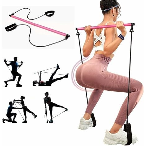 LangRay Adjustable Pilates Bar for Elastic Muscle Building, Hipsline Body  Sculpt, Yoga Workout, Pilater Kit with Elastic Band Fitness for Abdomen  Waist Leg Belly, Gym and Home Sport ， 1