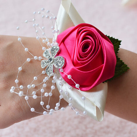 Wrist Corsages For Wedding - 2 Pieces Bridesmaid Silk Wrist Flower