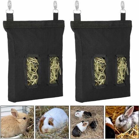 LangRay 2 Pieces Guinea Pig Hay Bag Rabbit Feeding Bag Small