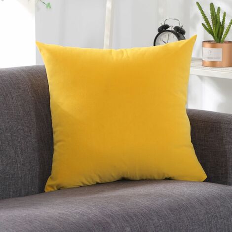 Throw Pillow Case, Colorful Multi-Color Optional Soft Plain Cushion Solid Pillow Sofa Cushion Office Cushion Pillow Cover 40x40CM(No Insert) - Yellow