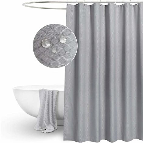Shower Curtain Plain Design Waffle, What Is The Length Of A Standard Shower Curtain Liner