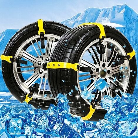 Set of 10 Snow Chains for Car,Universal Adjustable Emergency Traction Snow  Mud Security Tire Chains for Cars