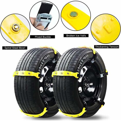 Set of 10 Snow Chains for Car,Universal Adjustable Emergency