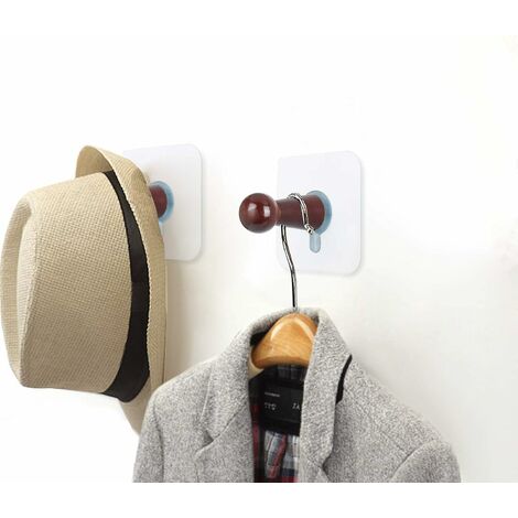 Adhesive Hat hooks Hangers Wall Mounted Hat Rack For Wall Self Adhesive  Hooks No Drills Wooden
