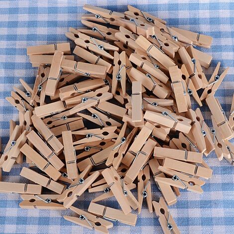 Mini Clothespins for Photo,40 Pack Wooden Small Clothes Pin with Twine  String, Tiny Decorative Clips for Pictures Crafts Display