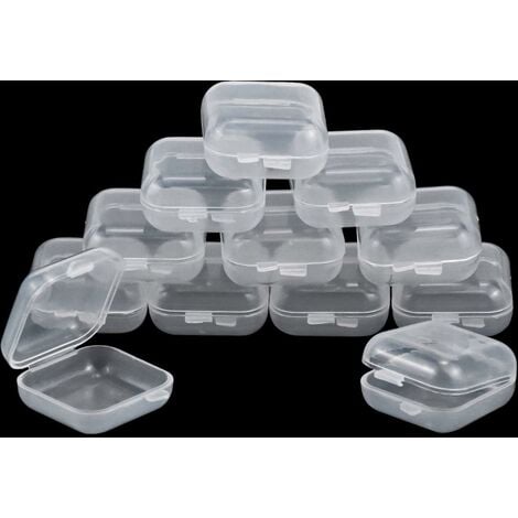 12pcs Square Mini Clear Plastic Bead Storage Containers, small