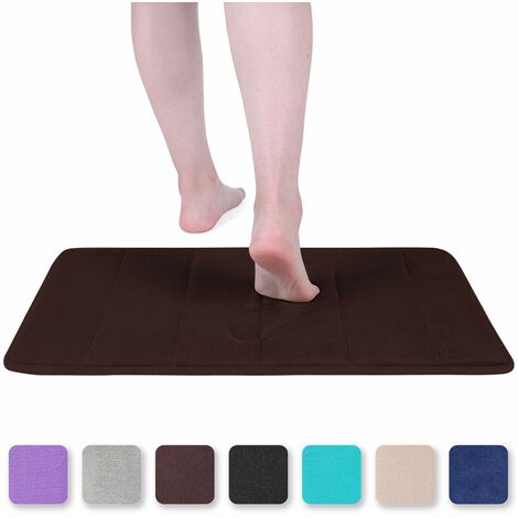 Non Slip Memory Foam Bath Mat Rug, 24 X 17 Inches Taupe Bathroom