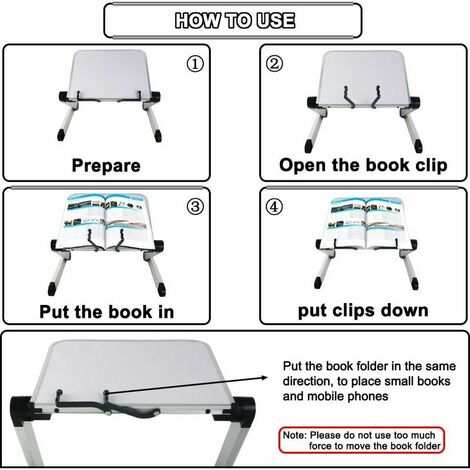 Adjustable Book Stand, Adjustable Height And Angle, Ergonomic Book Stand  With Paper Clips For Large School Books, Tablet