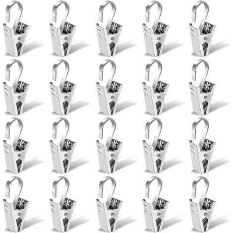 Stainless Steel Curtain Clamp, 20 Pieces 35mm Curtain Rod Clips, Shower  Rings Clamps, Silver Clamp Ring Hooks Clips for Chandeliers, Pictures,  Shower Curtains and Drapes
