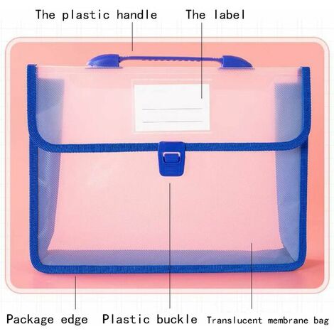 Pink PU Leather A4 File Folder Document Holder Waterproof