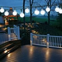 Solar Garden Lights Outdoor, 50 LED 7M/24Ft Solar String Lights Waterproof 8 Modes Indoor/Outdoor Fairy Lights Globe for Garden, Patio, Yard, Home, Party, Wedding, Festival Decoration (Clear White) [Energy Class A+++]