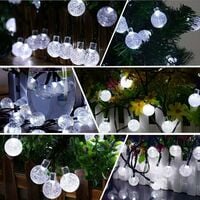 Solar Garden Lights Outdoor, 50 LED 7M/24Ft Solar String Lights Waterproof 8 Modes Indoor/Outdoor Fairy Lights Globe for Garden, Patio, Yard, Home, Party, Wedding, Festival Decoration (Clear White) [Energy Class A+++]