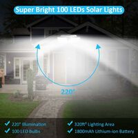 Solar Lights Outdoor, [2 Pack] 100 LEDs Solar Motion Sensor Light Outdoor with 210�� Wide Angle, IP65 Waterproof Deck Lights, Security Night Wall Light for Outside, Garage, Yard, Fence, Pathway