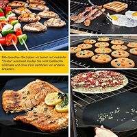 Set of 5 Cooking Mats BBQ Mat Barbecue Plate Baking Sheet Oven 40 * 33cm for Gas Barbecue Electric Charcoal 100% Non-stick - Noir