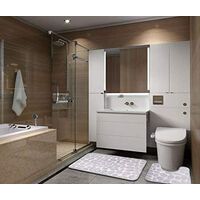 Set of 2 Anti Slip Bath Mat and Pedestal Rug for Bathroom Machine Washable (50 * 80 + 40 * 50cm) - Gray - Gris