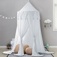 Kids Bed Canopy Canopy Baby Playroom Taking Pictures Around 240cm Height Hanging Chiffon Chiffon for Bedroom Decoration for Bed and Bedroom (White) - blanc