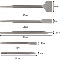 SDS Chisel Set of 5 Chisels with 2 Pointed Chisels and 3 Flat Chisels, Concrete Drill Tool