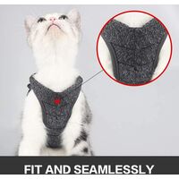 LangRay Cat Harness - Ultralight Cat Harness and Leash Set Leak Proof Adjustable Kitten Harness for Puppy Rabbit Ferret (Gri, S)