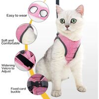 LangRay Cat Harness - Ultralight Cat Harness and Leash Set Leak Proof Adjustable Kitten Harness for Puppy Rabbit Ferret ��Pink �� S��