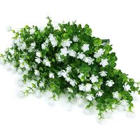 LangRay Artificial Fake Flowers Outdoor, Faux Plastic Greenery for Indoor Outdoor Hanging Planter Home Office Wedding Farmhouse Decor 12 Pcs White