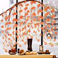 LangRay 12 Pcs Autumn Garland Maple Leaves Artificial Decoration Maple Garlands Red Maple Leaves Ivy Hanging Plant for Wedding Thanksgiving Halloween Decoration