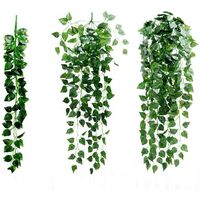LangRay Artificial Plant 1Pcs Artificial Fake Hanging Vine Plant Leaves Garland Home Garden Wall Decor Green (C)