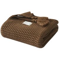 LangRay Knit Blanket, Nordic Handmade Knit Fashion Blanket for Soft Blanket Throws for Sofa Bedsure Blanket Bedspread, Brown-110X240CM