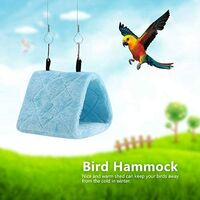 LangRay Peony Parrot Hammock Bird Nest Warm Soft Plush Hammock Hanging Cage Tent for Parrot Birds Winter Warm Bed Pet Toy Pocket Cotton Bed (S- Blue)