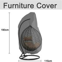 LangRay Garden Hanging Chair Cover Rattan Wicker Waterproof Hanging Chair Cover Egg Protective Cover Chair Water and Dust Resistant - 190 X115cm (Black)