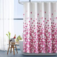 Shower Curtains Waterproof Soft Shower Curtain with hooks for Bathroom Anti-mildew Washable Polyester Fabric Bath Curtain 180x180 H CM Pink