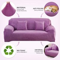 Sofa Covers 1 2 3 4 Seater Velvet (Not Include Cushion ) Pure Color Sofa Slipcovers Protector Easy Fit Elastic Fabric Stretch Machine Washable Couch Slipcover (1 Seater:90-140cm, Light Purple)