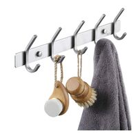 KES Bathroom Towel Rail Rack with 5 Scroll Hooks Wall Mount SUS304 Stainless Steel Brushed, AH203H5-2