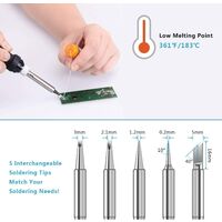 Soldering Iron Kit, Upgraded Soldering Iron Welding Set with 5pcs Extra Tips, Desoldering Pump, Soldering Iron Stand, Tin Wire, Flux, Wire Cutter, Tweezers, Screwdriver, Tool Case