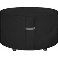 Garden Table Cover with Air Vent, Waterproof, Windproof, Anti-UV, Heavy Duty Rip Proof 210D Oxford Fabric Patio Set Cover, Garden Furniture Cover, Round (120 x 75cm) - Black