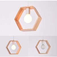 E27 Creative Suspensions Lighting Industrial Wood Ceiling Lamp Modern Luminaire Lumiere Contemporain Suspensions Ceiling Light Fixture (Hexagon Shape)