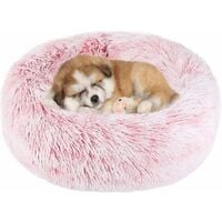 LangRay Donut Dog Cat Bed, Soft Plush Pet Cushion, Anti-Slip Machine Washable Self-Warming Pet Bed - Improved Sleep for Cats Small Medium Dogs (Multiple Sizes) Lotus Root Noodles S